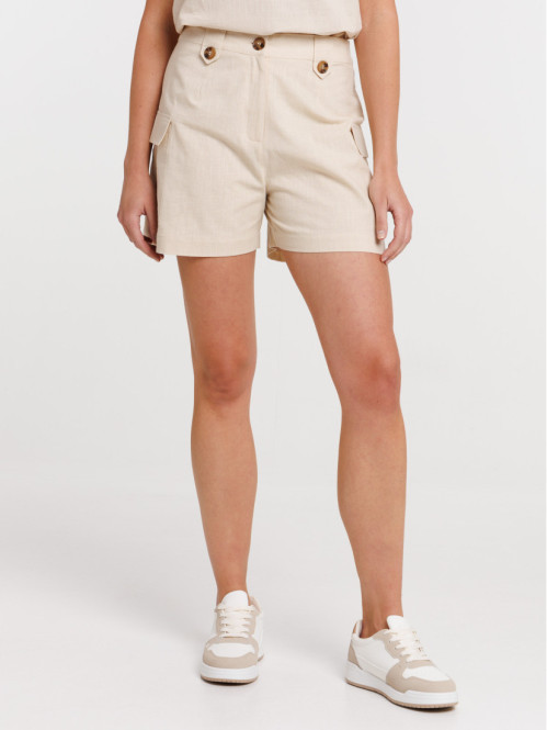 Short cargo crème grisée femme