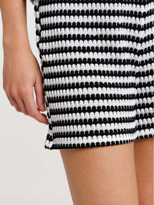 Short maille noir et écru femme