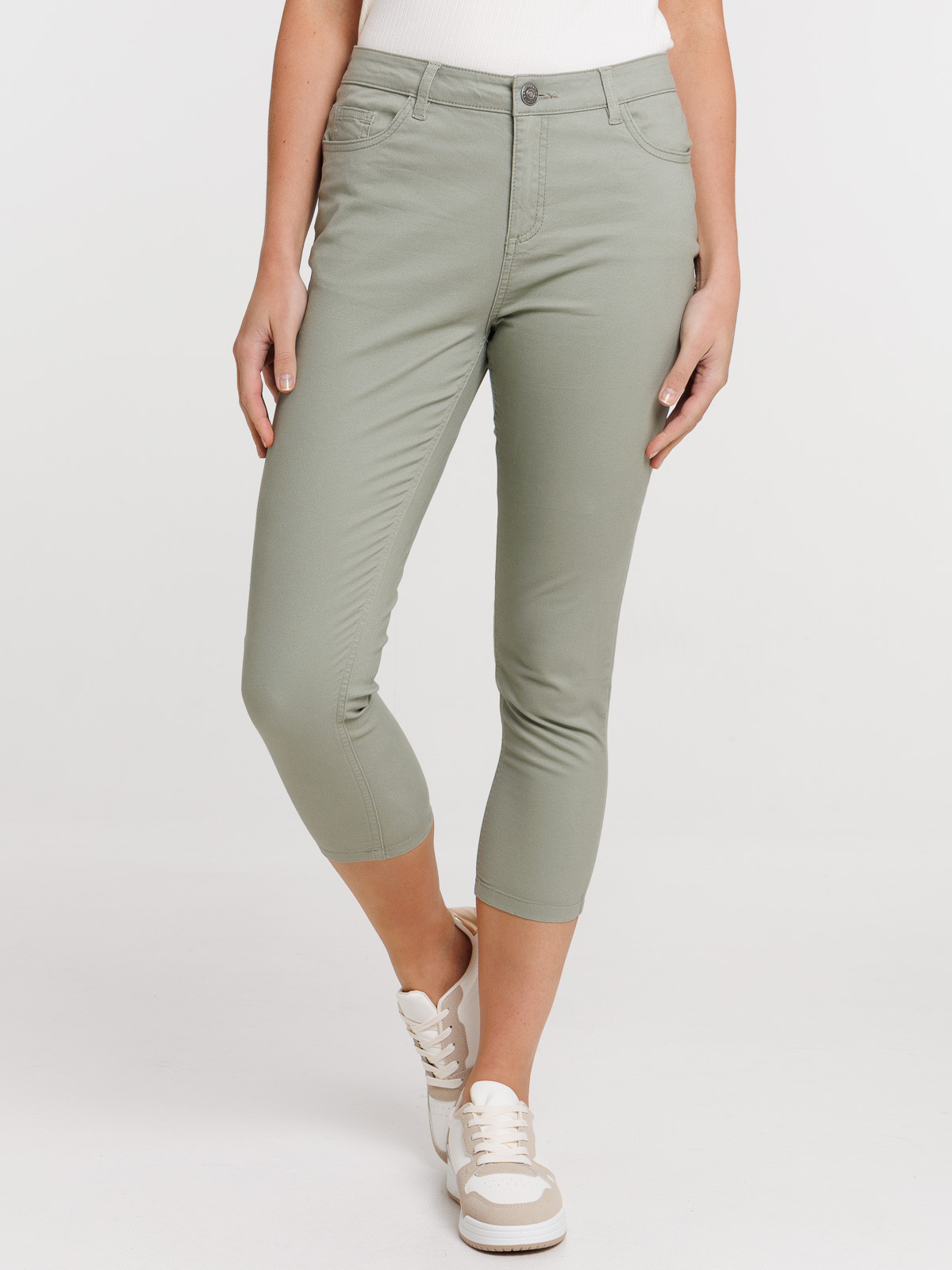 Pantacourt skinny mousse clair femme