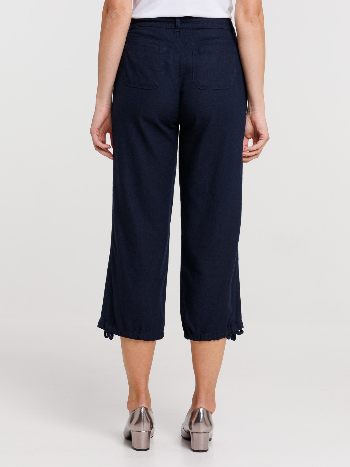 Pantacourt lin marine navy femme Pantacourt lin marine navy femme