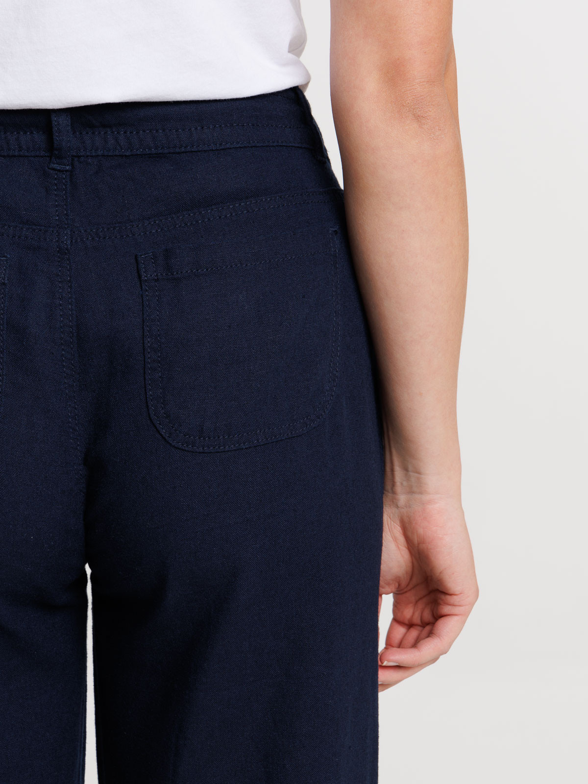 Pantacourt lin marine navy femme Pantacourt lin marine navy femme