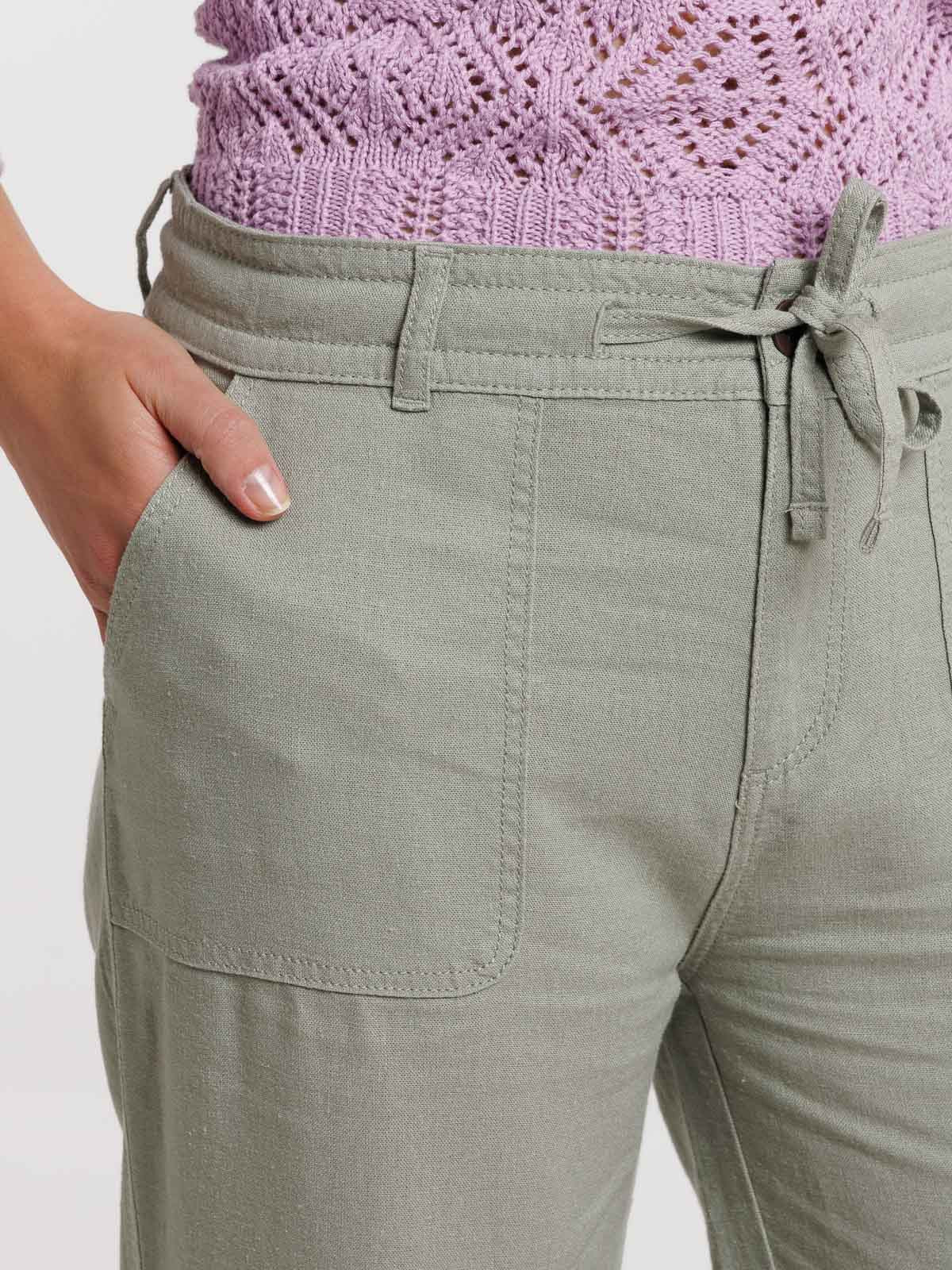 Pantacourt lin mousse clair femme