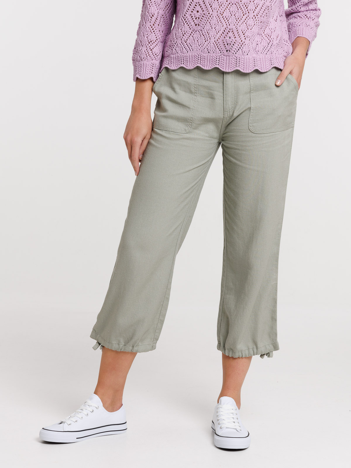 Pantacourt lin mousse clair femme