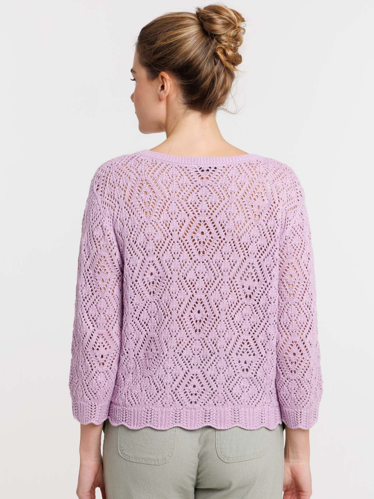 Pull ajouré col rond parme clair femme Pull ajouré col rond parme clair femme