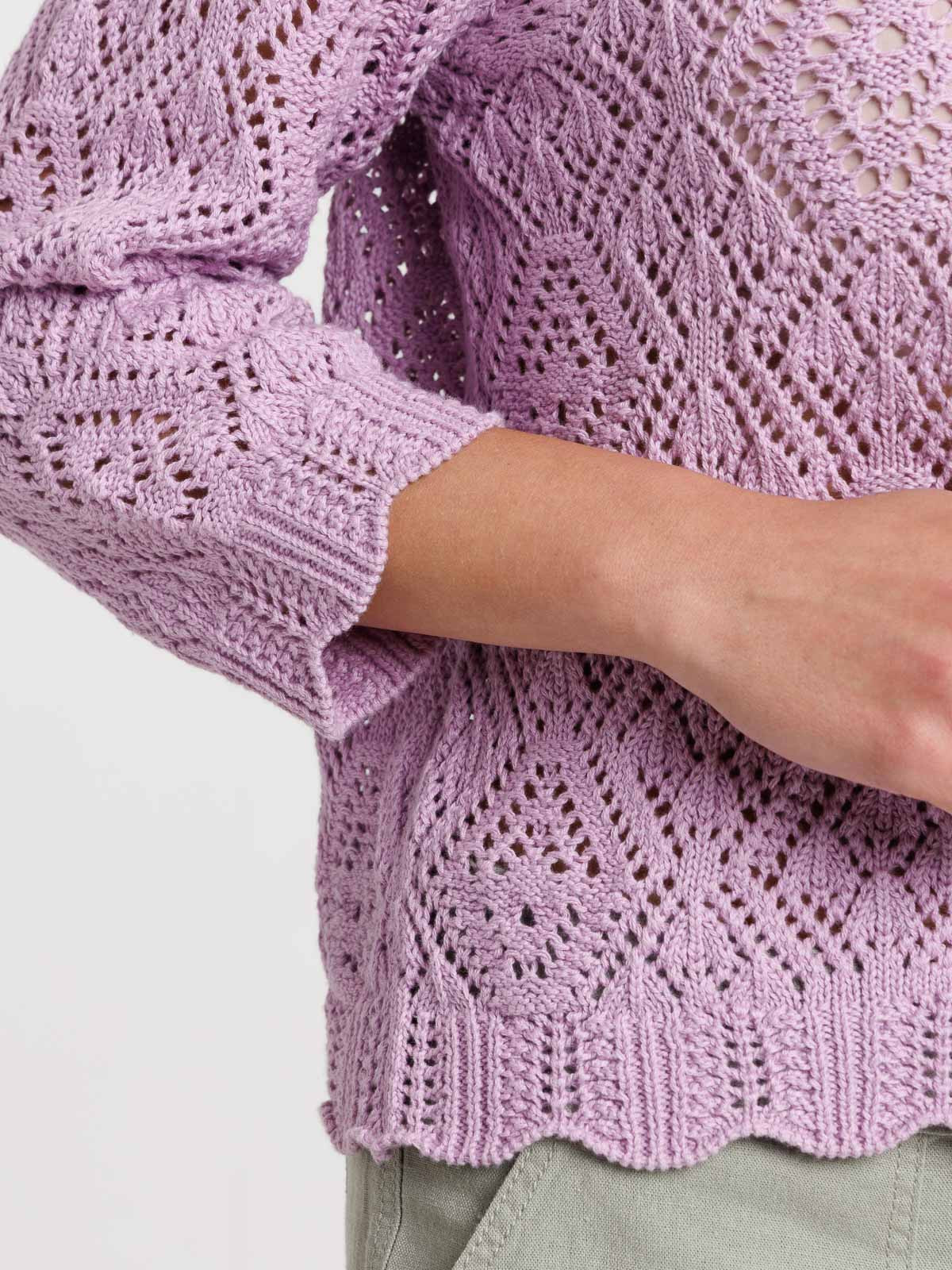 Pull ajouré col rond parme clair femme Pull ajouré col rond parme clair femme