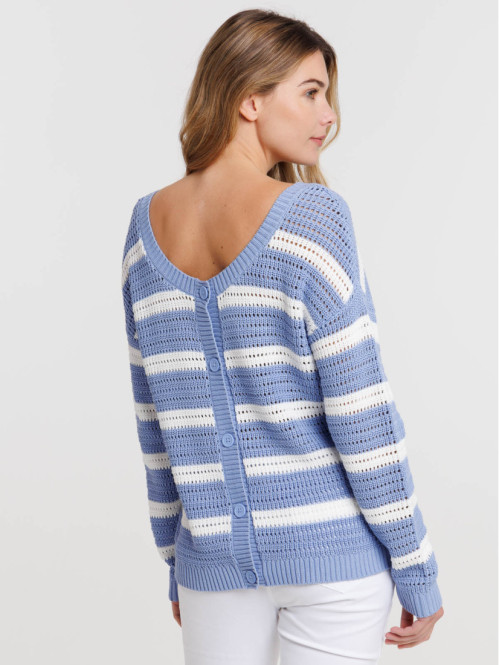 Pull réversible rayé femme
