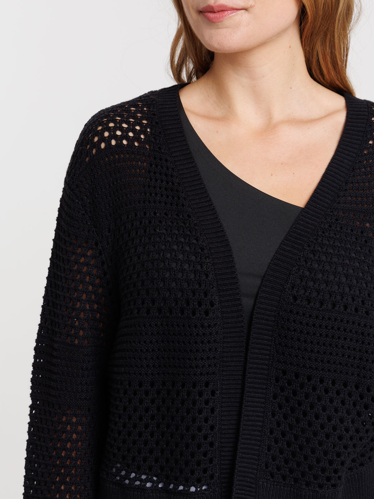 Gilet court ajouré noir femme