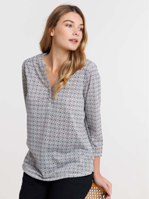 Tee-shirt écru imprimé femme