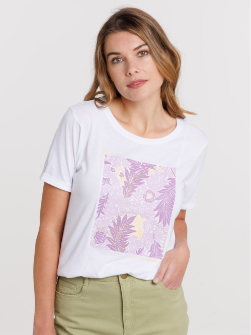 T-shirt blanc imprimé femme