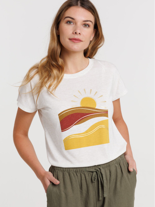 T-shirt imprimé écru femme