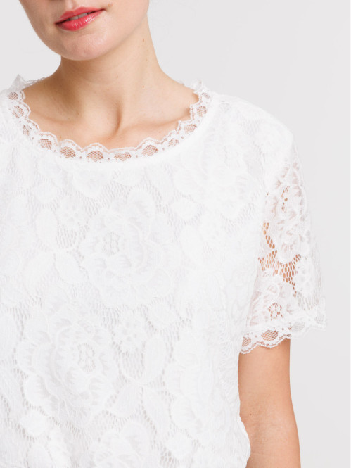 T-shirt dentelle blanc...