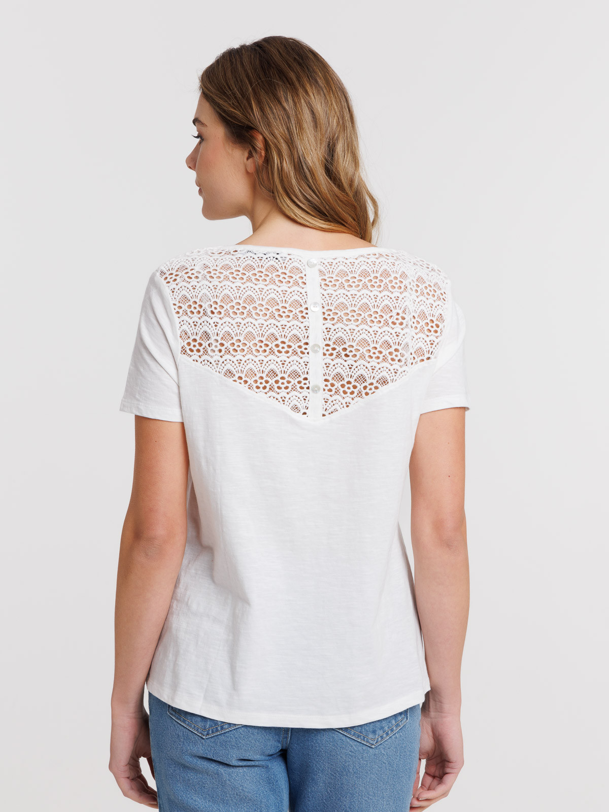 T-shirt dentelle macramé femme