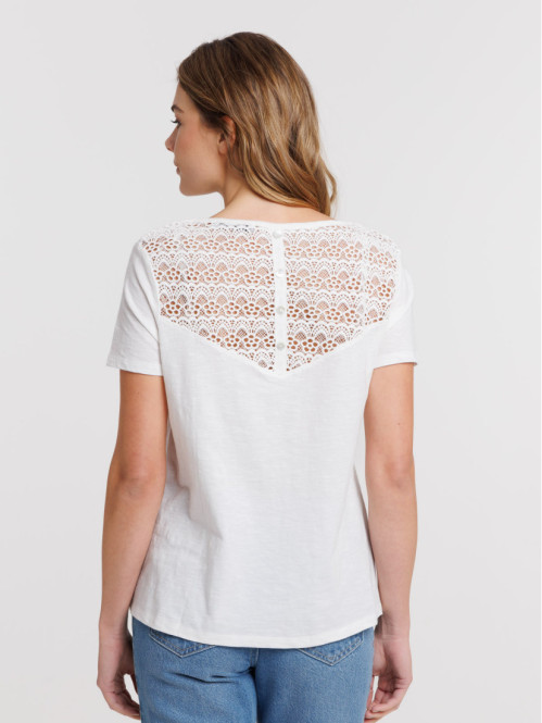 T-shirt dentelle macramé femme