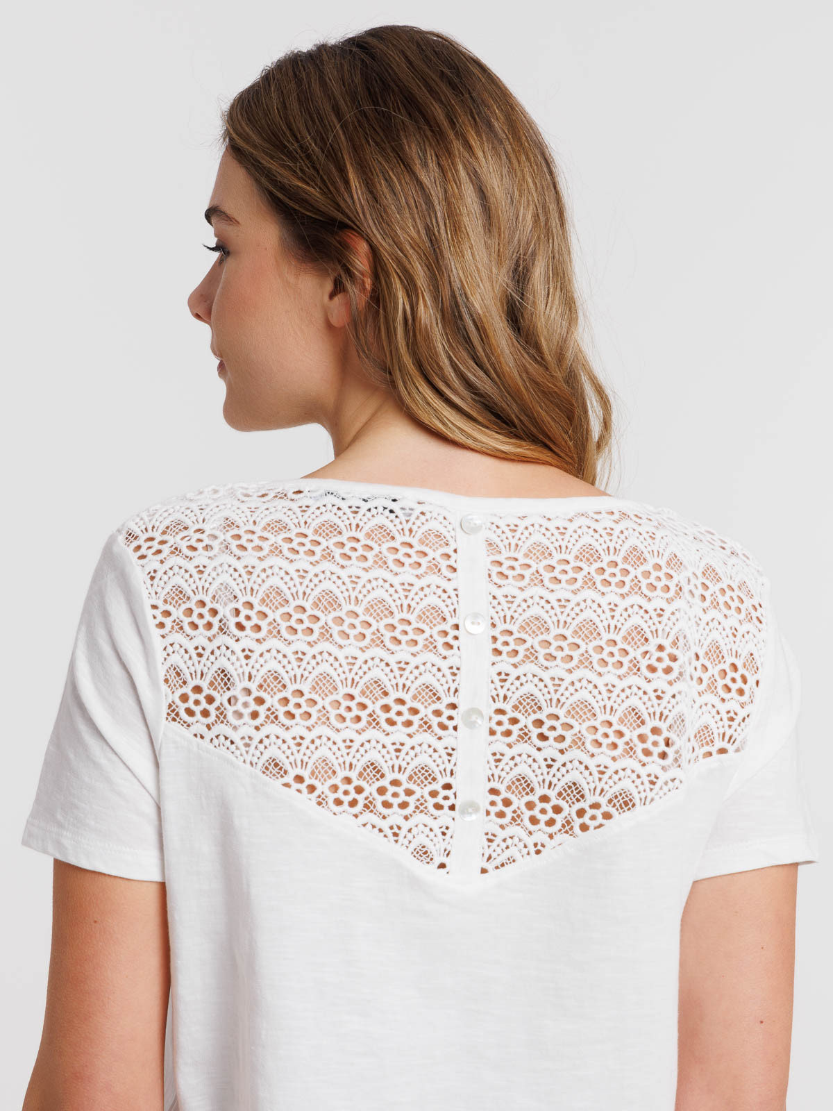 T-shirt dentelle macramé femme