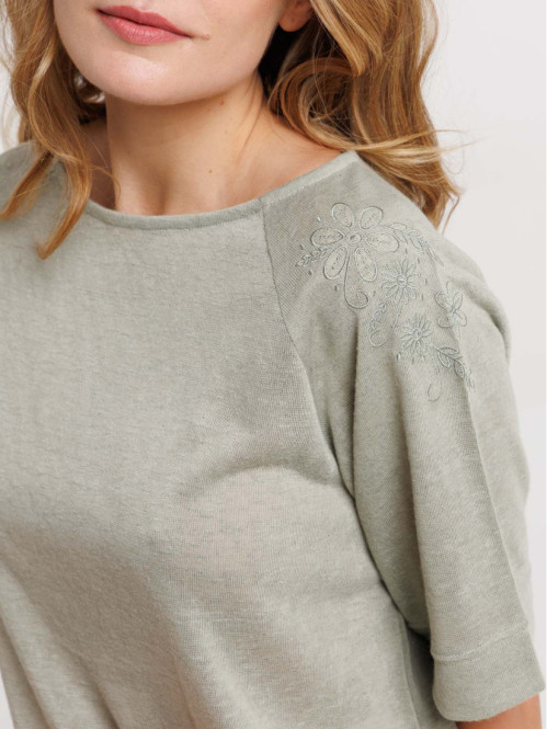 T-shirt broderies épaules...