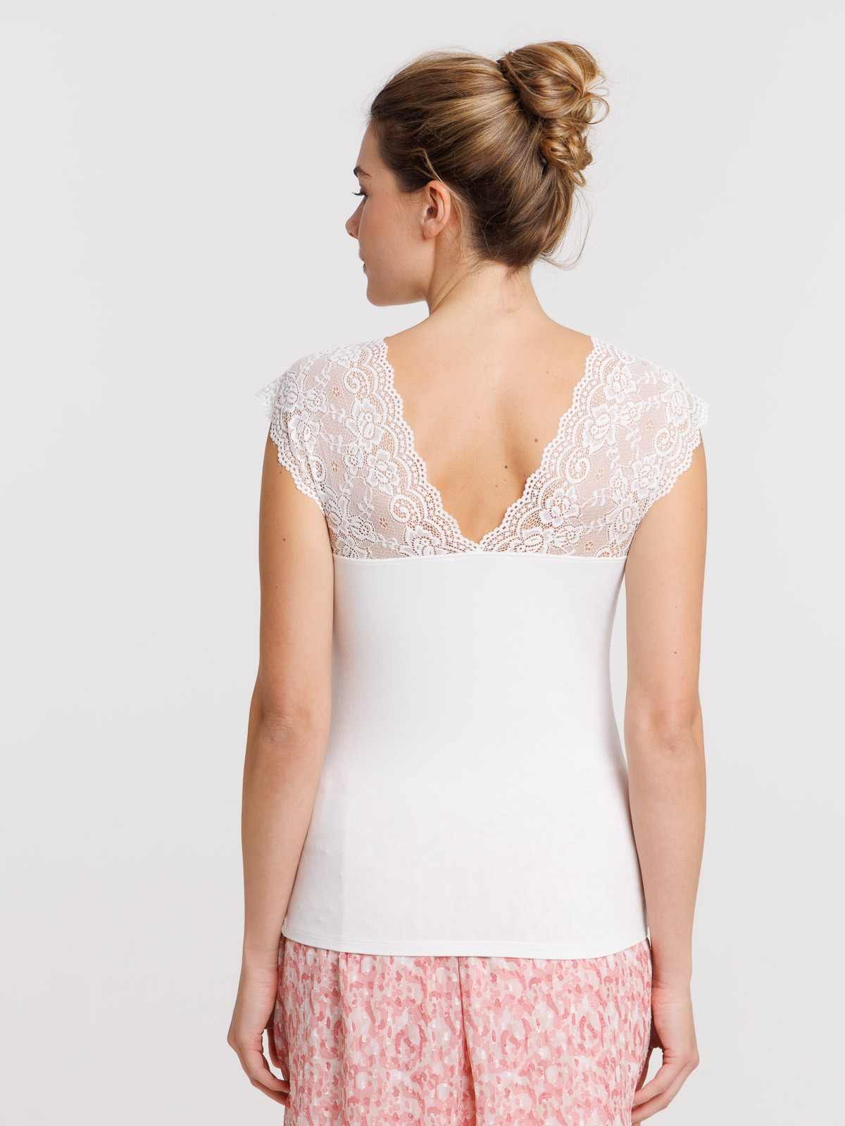 Débardeur avec dentelle blanc femme
