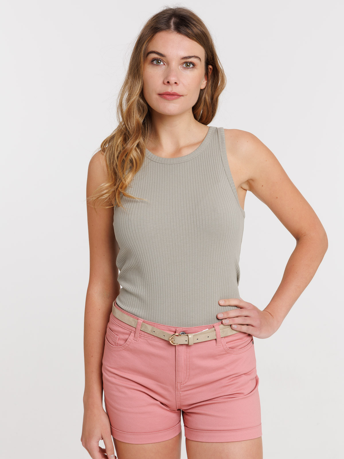 Débardeur côtelé col rond femme Débardeur côtelé col rond femme