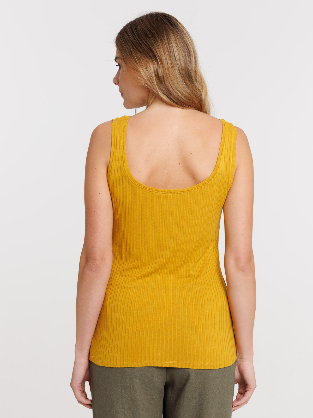 Débardeur boutons jaune curry femme Débardeur boutons jaune curry femme