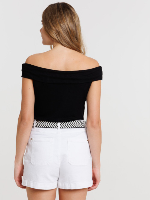 Débardeur col bardot femme