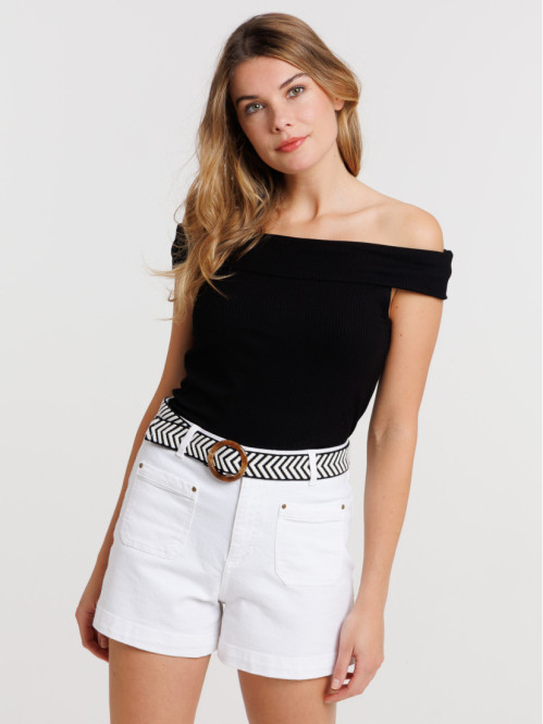 Débardeur col bardot femme