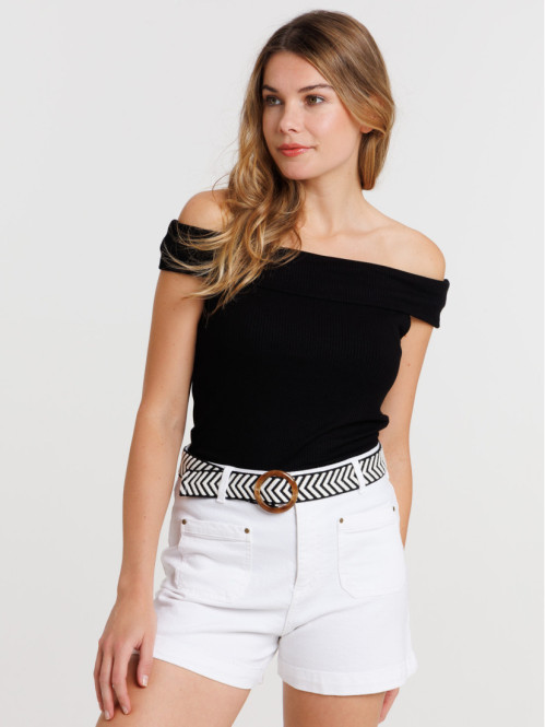 Débardeur col bardot femme