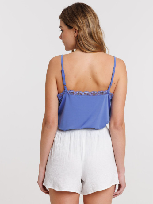 Débardeur col V dentelle femme