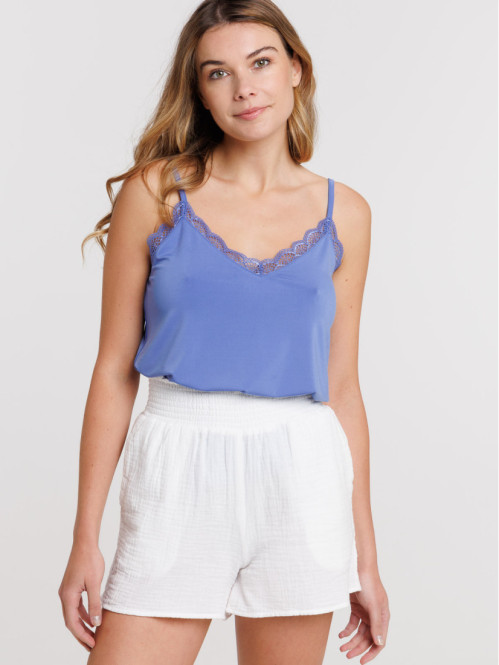 Débardeur col V dentelle femme
