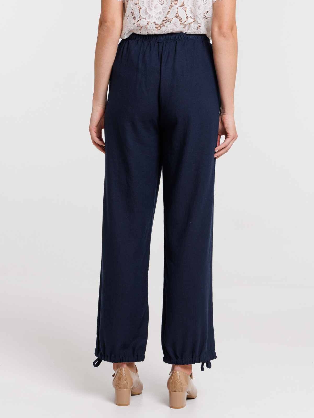 Pantalon en lin marine navy femme