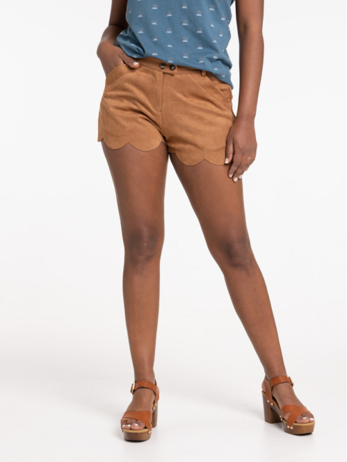 Short suédine camel femme