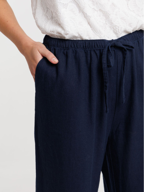 Pantalon en lin marine navy...