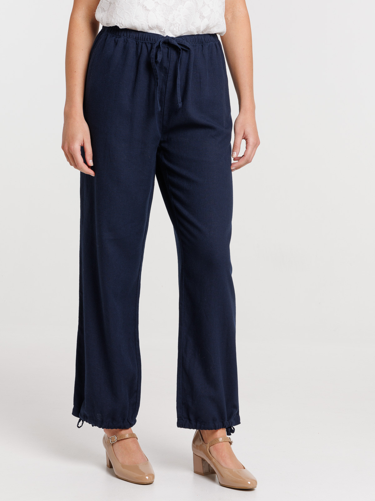 Pantalon en lin marine navy femme