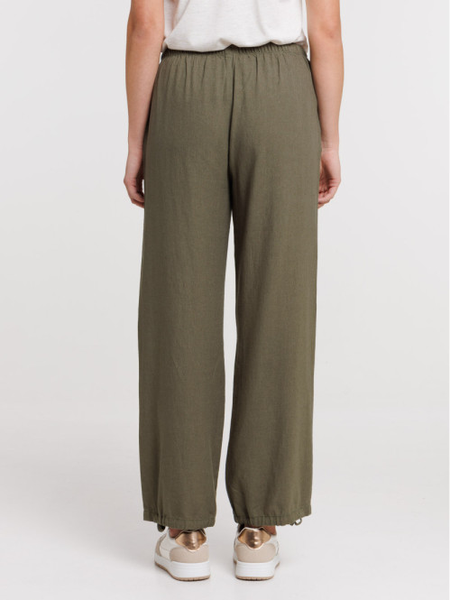 Pantalon en lin coloris trèfle femme Pantalon en lin coloris trèfle femme