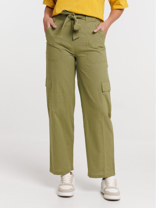 Pantalon cargo olive verte femme