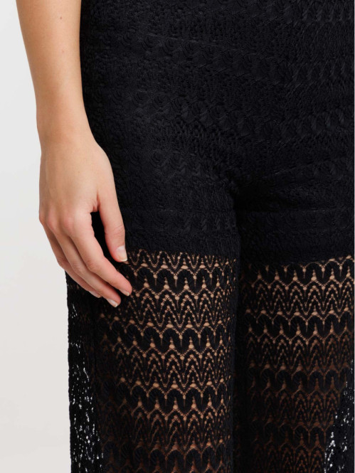 Pantalon noir dentelle femme