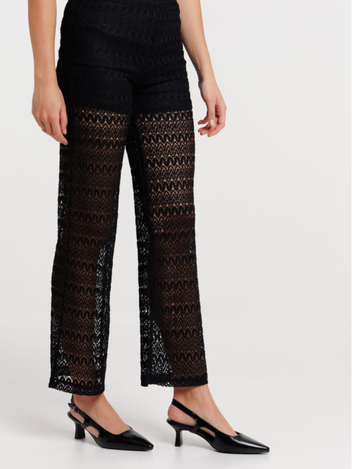 Pantalon noir dentelle femme