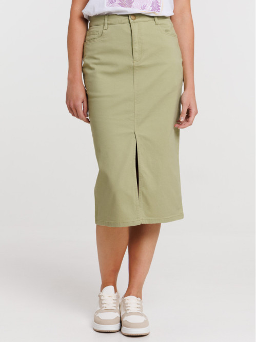 Jupe midi olive verte femme