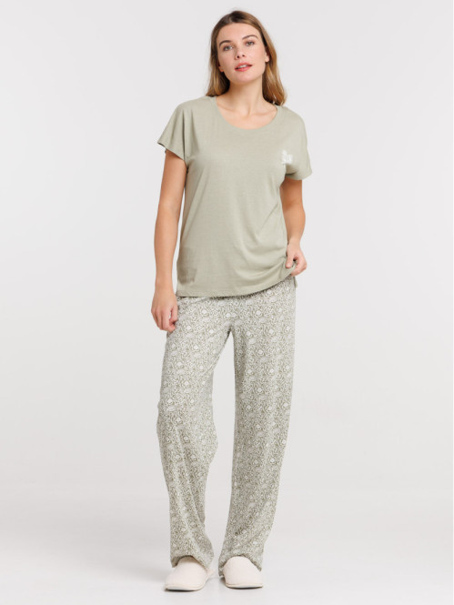 Pyjama fleuri femme coloris tilleul