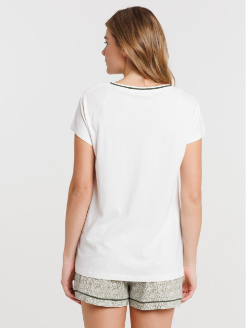 Pyjashort fleuri femme coloris tilleul