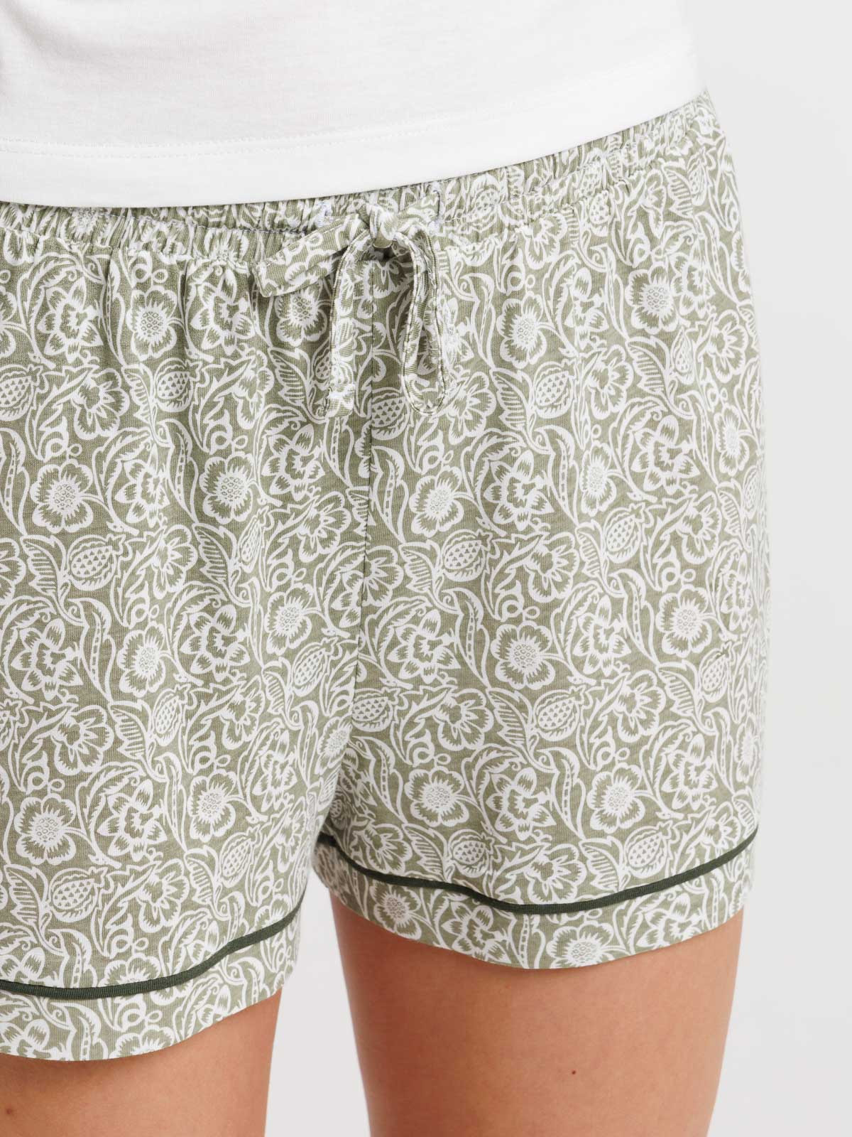 Pyjashort fleuri femme coloris tilleul