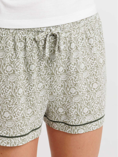 Pyjashort fleuri femme coloris tilleul