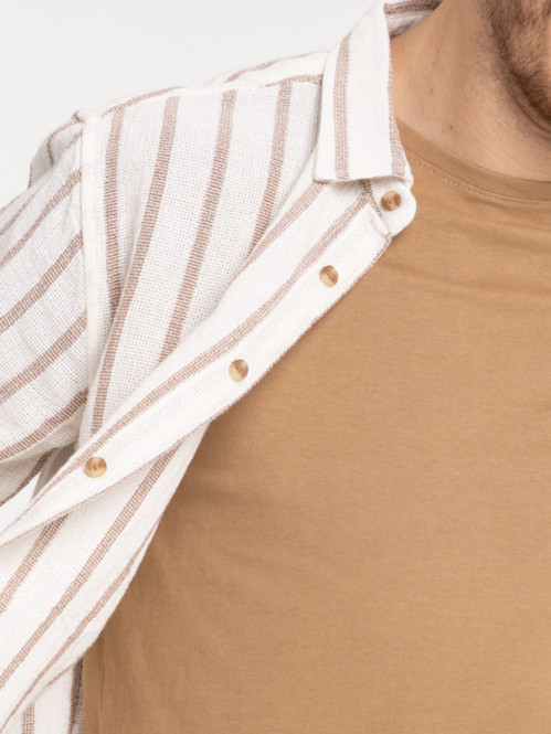Chemise rayée écru homme