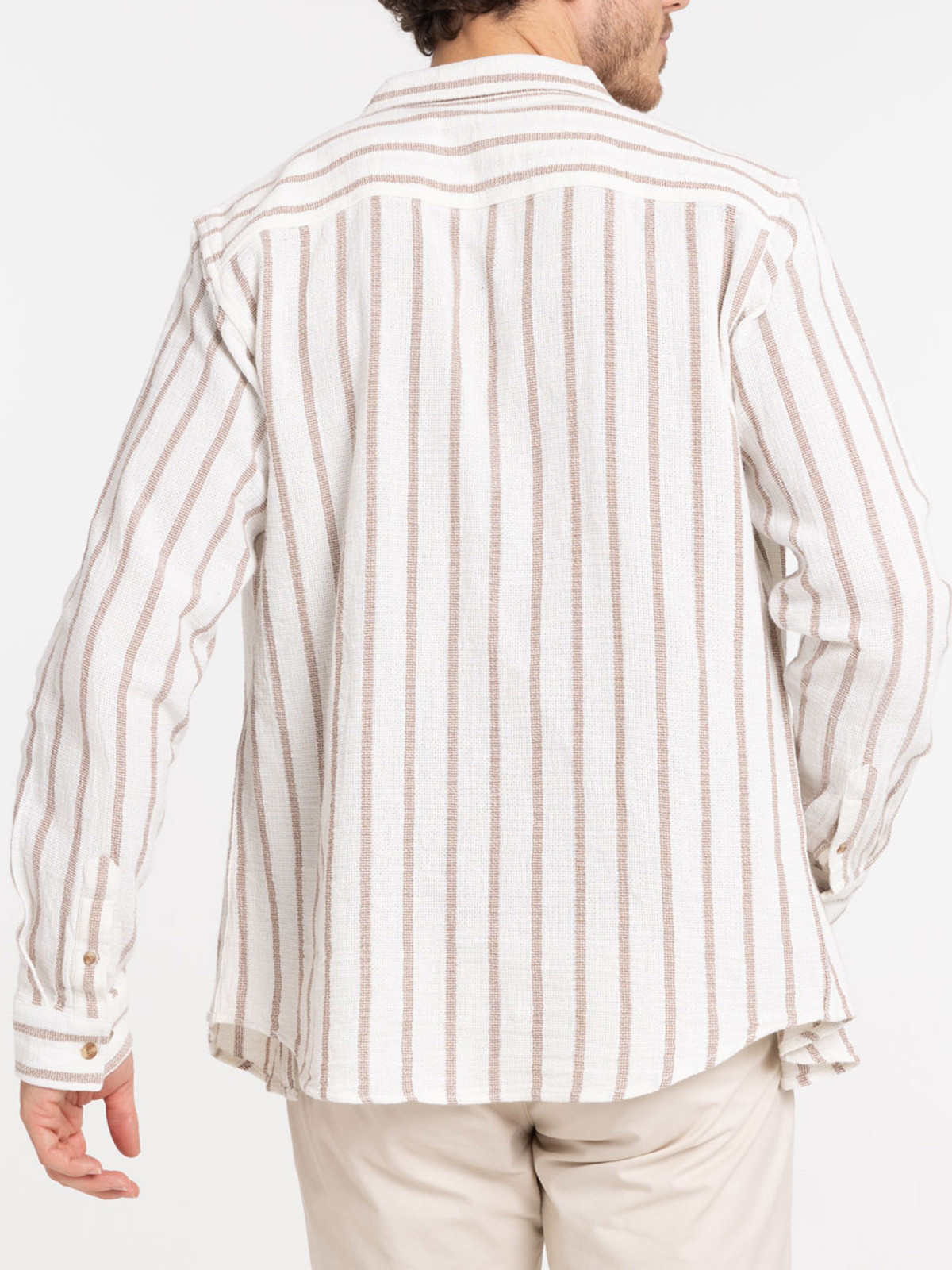 Chemise rayée écru homme
