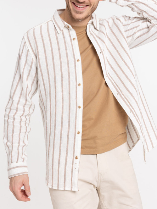 Chemise rayée écru homme