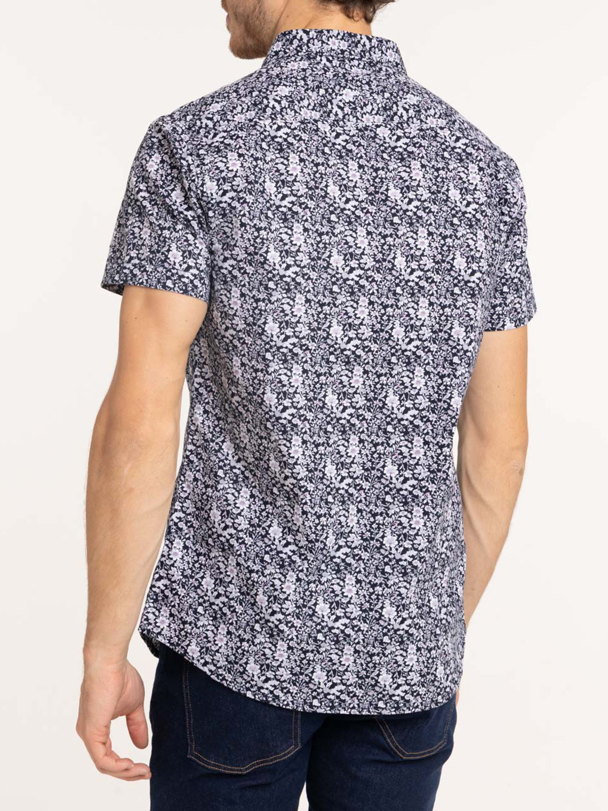 Chemisette fleurie marine navy homme