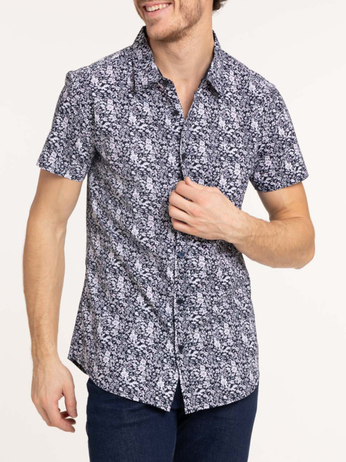Chemisette fleurie marine navy homme