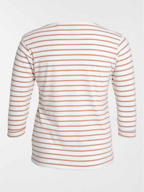 T-shirt rayé écru grande taille femme