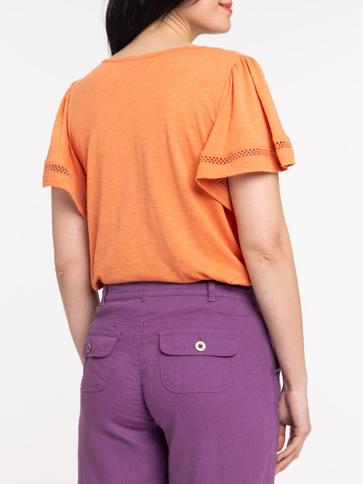 T-shirt asymétrique orange grisé femme