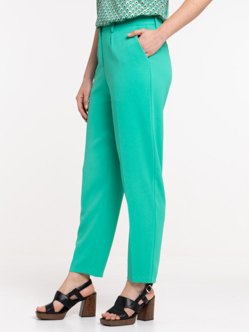 Pantalon cigarette coloris gazon femme