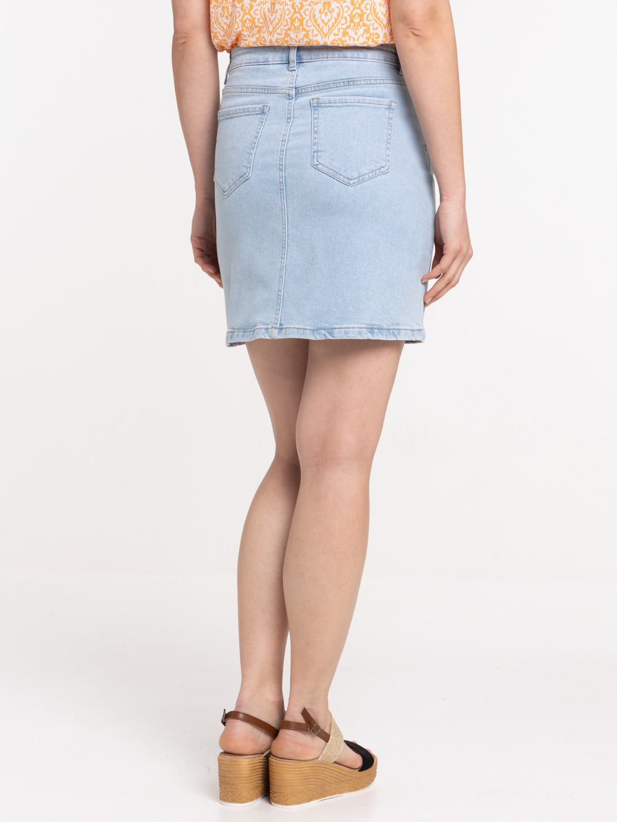Jupe denim bleached femme