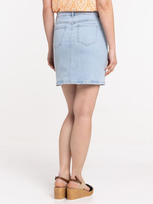Jupe denim bleached femme